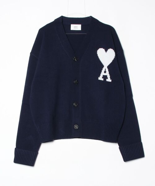 AMI Alexandre Mattiussi(アミアレクサンドルマテュッシ)の「AMI PARIS / AMI BIG HEART LOGO CADIGAN / AMI Paris.01(カーディガン/ボレロ・メンズ・ネイビー/パープル/ホワイト/グレー・LARGE/MEDIUM/SMALL)」の8枚目の写真