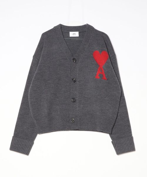 AMI Alexandre Mattiussi(アミアレクサンドルマテュッシ)の「AMI PARIS / AMI BIG HEART LOGO CADIGAN / AMI Paris.01(カーディガン/ボレロ・メンズ・ネイビー/パープル/ホワイト/グレー・LARGE/MEDIUM/SMALL)」の6枚目の写真