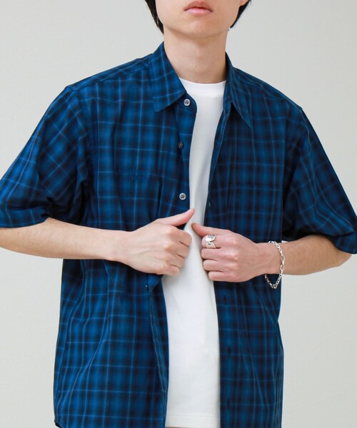 GLOSTER(グロスター)の「GOODNESS刺繍 オンブレー ショートスリーブシャツ(シャツ/ブラウス・メンズ・ブラック系その他/ブルー系その他・L/M/S)」の18枚目の写真