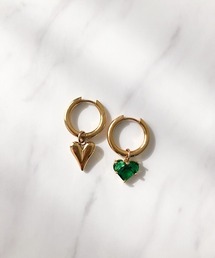 2wayアシンメトリーハートチャームフープピアス