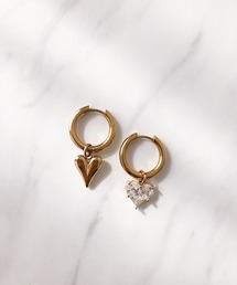 TIMELESS&THREE（タイムレスアンドスリー）の「2wayアシンメトリーハートチャームフープピアス（ピアス（両耳用））」
