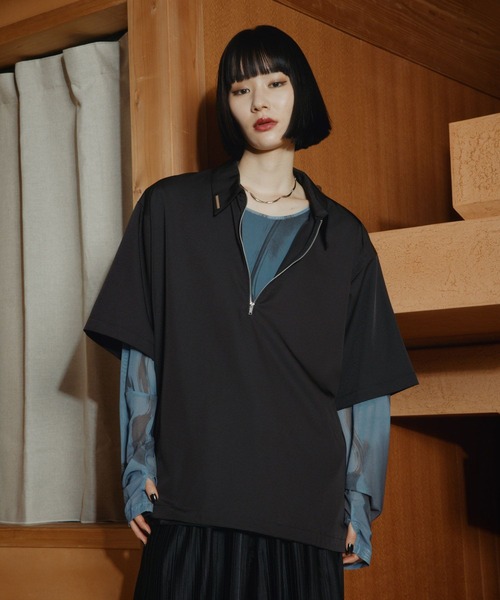 HARE(ハレ)の「シルバーパーツハーフジッププルオーバー(HARE)(シャツ/ブラウス・メンズ・オフホワイト/ブルー/ブラック・FREE)」の2枚目の写真