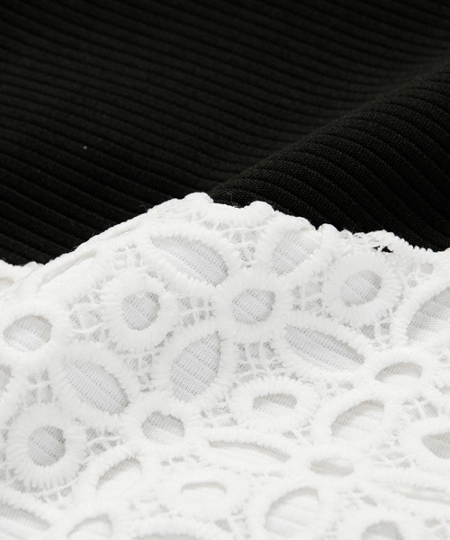 GUILD PRIME(ギルドプライム)の「【GUILD PRIME】WOMENS レースコンビフレアーショートワンピース(ワンピース・レディース・ブラック・34/36)」の5枚目の写真