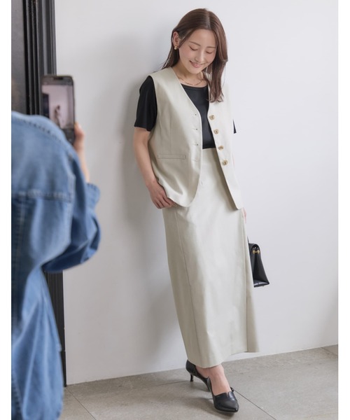 COHINA(コヒナ)の「ポリエステルリネンスラブジレ 【低身長・小柄女性】(ベスト・レディース・ネイビー/ベージュ/ブラウン・ONE SIZE)」の18枚目の写真
