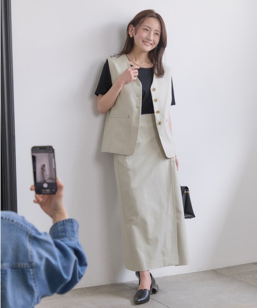 COHINA(コヒナ)の「ポリエステルリネンスラブジレ 【低身長・小柄女性】(ベスト・レディース・ネイビー/ベージュ/ブラウン・ONE SIZE)」の19枚目の写真
