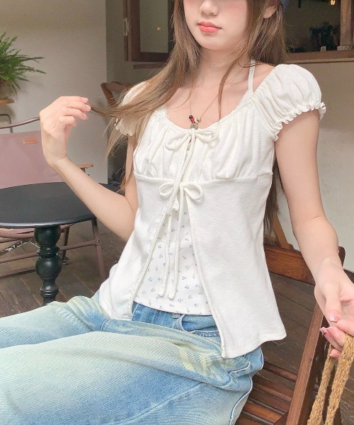almo(アルモ)の「【LAMPOON】小花柄レイヤードトップス(その他トップス・レディース・ホワイト/ベージュ・MEDIUM/SMALL/LARGE)」の13枚目の写真