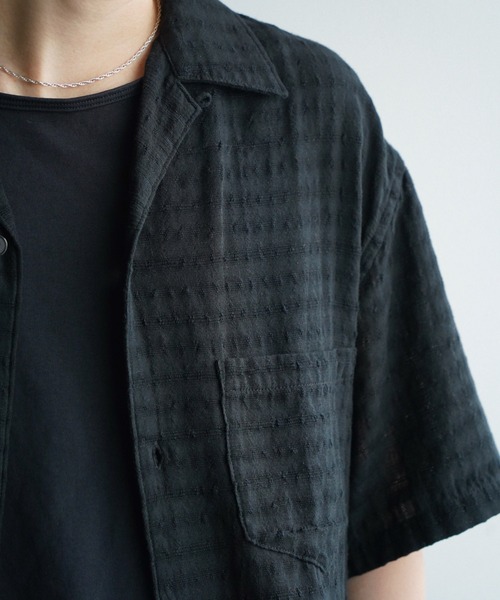 WYM LIDNM（ウィム バイ リドム）の「GAUZE JACQUARD CHECK H/S SHIRT（シャツ/ブラウス・メンズ・ダークブラウン/アイボリー/ダークグレー/ブラック・XS/S/M/L）」の6枚目の写真