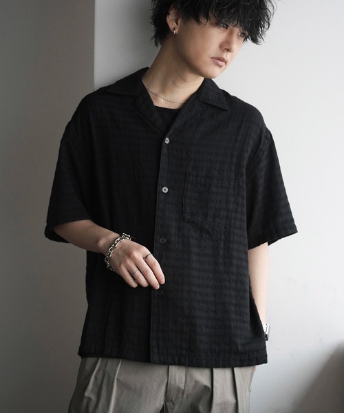 WYM LIDNM（ウィム バイ リドム）の「GAUZE JACQUARD CHECK H/S SHIRT（シャツ/ブラウス・メンズ・ダークブラウン/アイボリー/ダークグレー/ブラック・XS/S/M/L）」の5枚目の写真