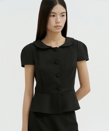 Round Collar Flare Jacket (black)