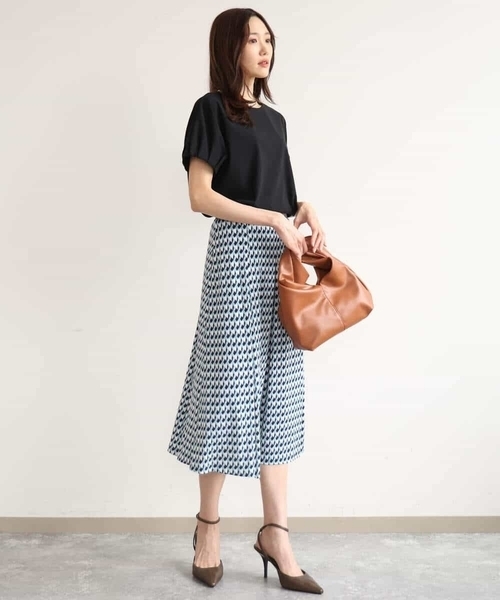MK MICHEL KLEIN（エムケーミッシェルクラン）の「[洗える]幾何柄ジャージースカート（スカート・レディース・ブルーグリーン/ネイビー・38）」の7枚目の写真