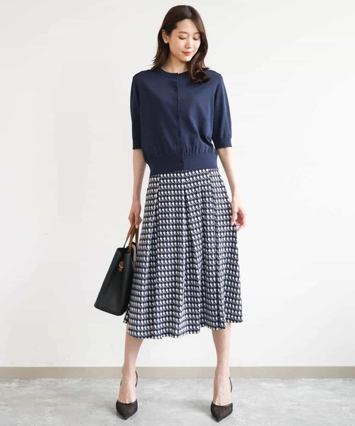 MK MICHEL KLEIN（エムケーミッシェルクラン）の「[洗える]幾何柄ジャージースカート（スカート・レディース・ブルーグリーン/ネイビー・38）」の13枚目の写真
