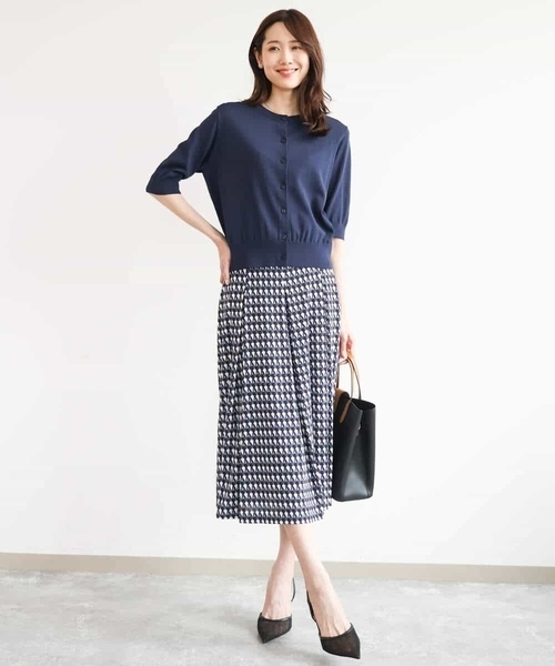 MK MICHEL KLEIN（エムケーミッシェルクラン）の「[洗える]幾何柄ジャージースカート（スカート・レディース・ブルーグリーン/ネイビー・38）」の14枚目の写真
