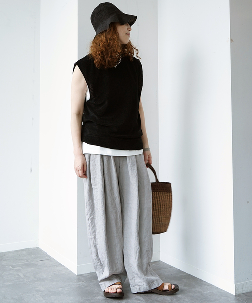 JOURNAL STANDARD LUXE(ジャーナルスタンダード ラックス)の「【SOIL】LINEN/POLYESTER PILE CREW-NECK VEST(Tシャツ/カットソー・レディース・ブラック・FREE)」の12枚目の写真