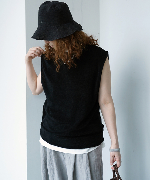 JOURNAL STANDARD LUXE(ジャーナルスタンダード ラックス)の「【SOIL】LINEN/POLYESTER PILE CREW-NECK VEST(Tシャツ/カットソー・レディース・ブラック・FREE)」の11枚目の写真