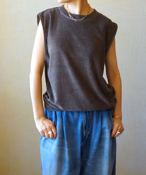 JOURNAL STANDARD LUXE(ジャーナルスタンダード ラックス)の「【SOIL】LINEN/POLYESTER PILE CREW-NECK VEST(Tシャツ/カットソー・レディース・ブラック・FREE)」の9枚目の写真