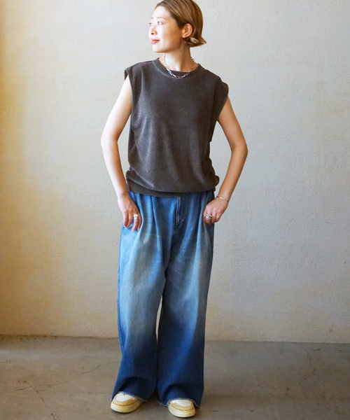 JOURNAL STANDARD LUXE(ジャーナルスタンダード ラックス)の「【SOIL】LINEN/POLYESTER PILE CREW-NECK VEST(Tシャツ/カットソー・レディース・ブラック・FREE)」の8枚目の写真