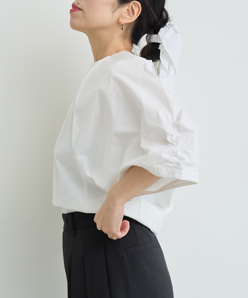 IENA LA BOUCLE（イエナラブークル）の「《追加》《洗濯機洗い可》タイプライターコンビプルオーバー（Tシャツ/カットソー・レディース・ホワイト/ブラック・FREE）」の4枚目の写真