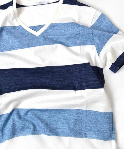 SHIPS（シップス）の「SC: SHIPS（シップス）ワイドボーダー/3ブロックカラー Vネック Tシャツ□一部予約商品（Tシャツ/カットソー・メンズ・グレー/ダークグレー/グリーン/ブルー/ライトブルー/イエロー/ピンク/その他1/ライトグレー・X-LARGE/LARGE/MEDIUM/SMALL）」の15枚目の写真