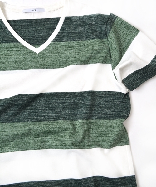 SHIPS（シップス）の「SC: SHIPS（シップス）ワイドボーダー/3ブロックカラー Vネック Tシャツ□一部予約商品（Tシャツ/カットソー・メンズ・グレー/ダークグレー/グリーン/ブルー/ライトブルー/イエロー/ピンク/その他1/ライトグレー・X-LARGE/LARGE/MEDIUM/SMALL）」の18枚目の写真