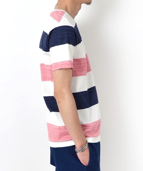 SHIPS（シップス）の「SC: SHIPS（シップス）ワイドボーダー/3ブロックカラー Vネック Tシャツ□一部予約商品（Tシャツ/カットソー・メンズ・グレー/ダークグレー/グリーン/ブルー/ライトブルー/イエロー/ピンク/その他1/ライトグレー・X-LARGE/LARGE/MEDIUM/SMALL）」の19枚目の写真