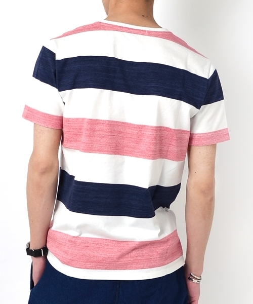 SHIPS（シップス）の「SC: SHIPS（シップス）ワイドボーダー/3ブロックカラー Vネック Tシャツ□一部予約商品（Tシャツ/カットソー・メンズ・グレー/ダークグレー/グリーン/ブルー/ライトブルー/イエロー/ピンク/その他1/ライトグレー・X-LARGE/LARGE/MEDIUM/SMALL）」の20枚目の写真