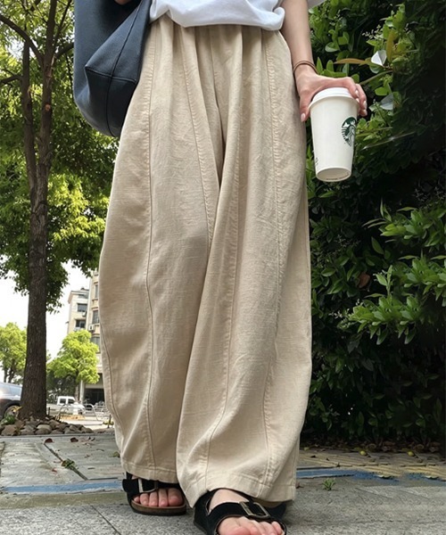 gossip!ロサンゼルス(ゴシップロサンゼルス)の「YUGA ボリュームシルエット コットン混ワイドパンツ(その他パンツ・レディース・ネイビー/ライトブルー/オフホワイト/カーキ・M/L)」の3枚目の写真