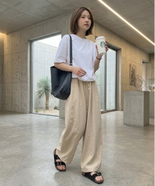 gossip!ロサンゼルス(ゴシップロサンゼルス)の「YUGA ボリュームシルエット コットン混ワイドパンツ(その他パンツ・レディース・ネイビー/ライトブルー/オフホワイト/カーキ・M/L)」の7枚目の写真