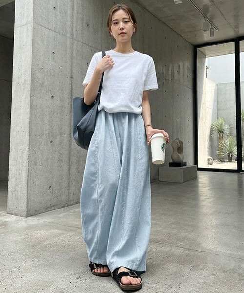 gossip!ロサンゼルス(ゴシップロサンゼルス)の「YUGA ボリュームシルエット コットン混ワイドパンツ(その他パンツ・レディース・ネイビー/ライトブルー/オフホワイト/カーキ・M/L)」の10枚目の写真
