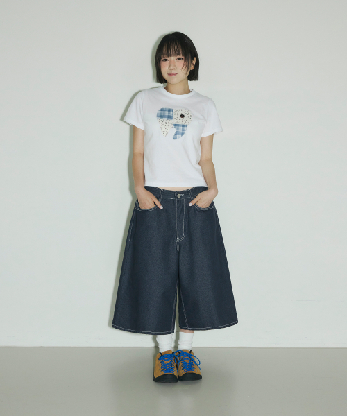 SLEEKGLOW（スリック グロウ）の「ポップアイズデニムバミューダパンツ[インディゴ]（デニムパンツ・レディース・その他・SMALL/MEDIUM）」の4枚目の写真