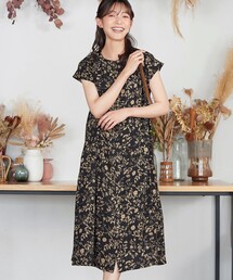 ボタニカル柄シャツワンピース