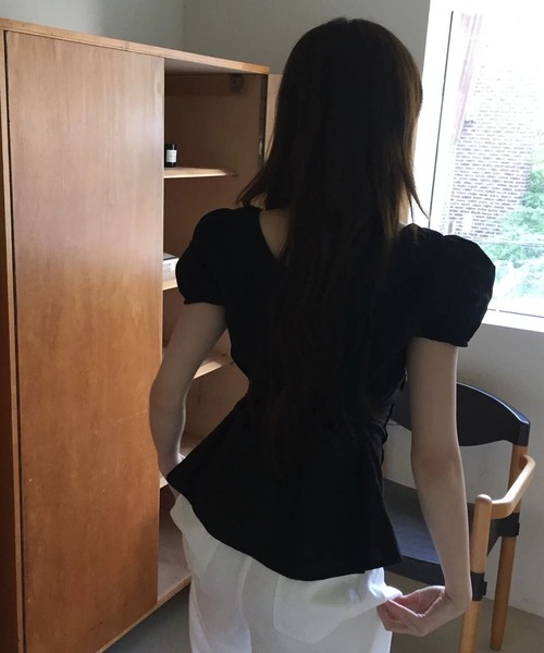 MAISON DE THERESE(メゾン ド テレーズ)の「半袖タック入り リボンブラウス(シャツ/ブラウス・レディース・White/Black・M)」の14枚目の写真