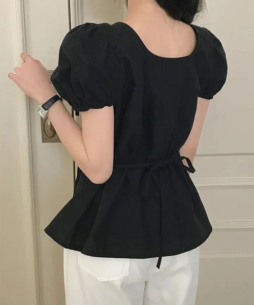 MAISON DE THERESE(メゾン ド テレーズ)の「半袖タック入り リボンブラウス(シャツ/ブラウス・レディース・White/Black・M)」の15枚目の写真