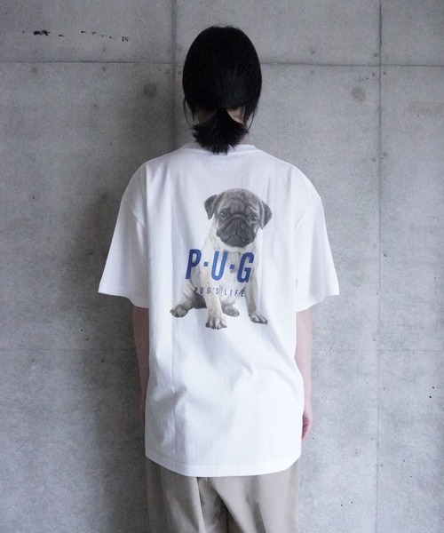 AKISHIKA design(アキシカデザイン)の「P.U.G's LIFE T-SHIRTS(Tシャツ/カットソー・メンズ・White・M/XL/L)」の2枚目の写真