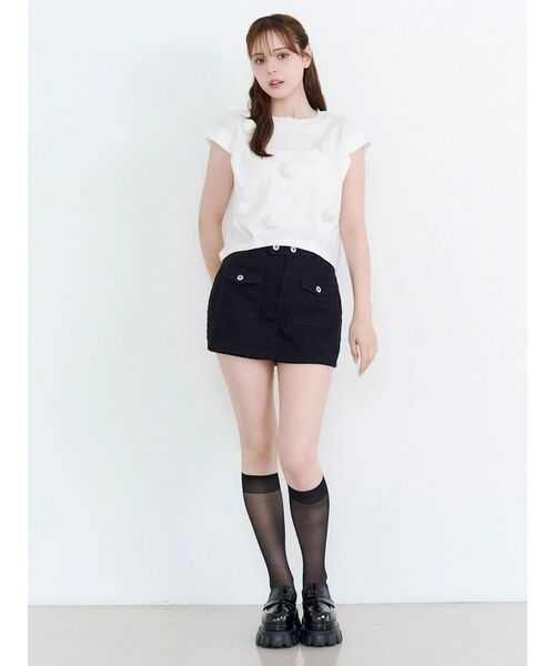CALNAMUR(カルナムール)の「ツイルミニスカパン(スカート・レディース・ブラック/アイボリー・SMALL/MEDIUM)」の6枚目の写真