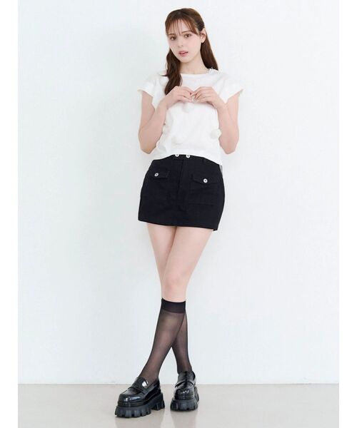 CALNAMUR(カルナムール)の「ツイルミニスカパン(スカート・レディース・ブラック/アイボリー・SMALL/MEDIUM)」の7枚目の写真