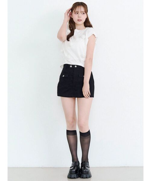 CALNAMUR(カルナムール)の「ツイルミニスカパン(スカート・レディース・ブラック/アイボリー・SMALL/MEDIUM)」の8枚目の写真