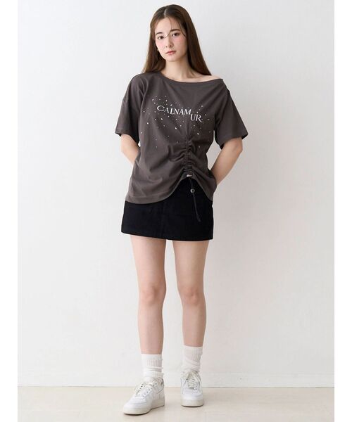 CALNAMUR(カルナムール)の「ツイルミニスカパン(スカート・レディース・ブラック/アイボリー・SMALL/MEDIUM)」の21枚目の写真