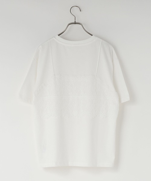 LOWRYS FARM(ローリーズファーム)の「レースドッキングTEE 1043045(Tシャツ/カットソー・レディース・チャコールグレー/オフホワイト・FREE)」の5枚目の写真