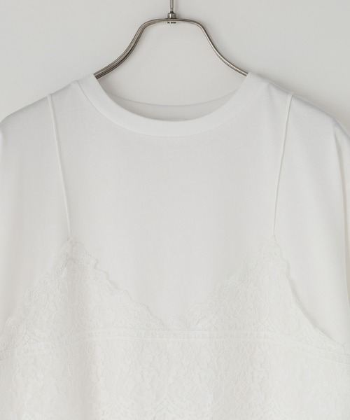 LOWRYS FARM(ローリーズファーム)の「レースドッキングTEE 1043045(Tシャツ/カットソー・レディース・チャコールグレー/オフホワイト・FREE)」の6枚目の写真