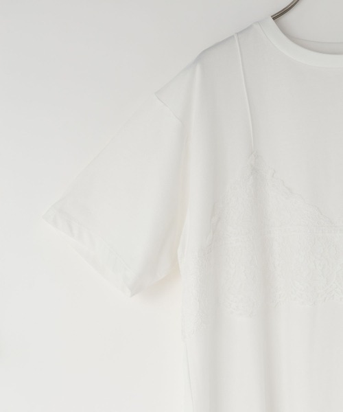 LOWRYS FARM(ローリーズファーム)の「レースドッキングTEE 1043045(Tシャツ/カットソー・レディース・チャコールグレー/オフホワイト・FREE)」の7枚目の写真