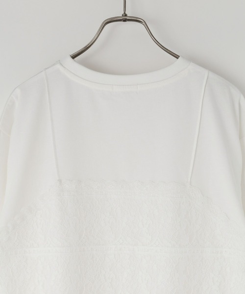 LOWRYS FARM(ローリーズファーム)の「レースドッキングTEE 1043045(Tシャツ/カットソー・レディース・チャコールグレー/オフホワイト・FREE)」の9枚目の写真