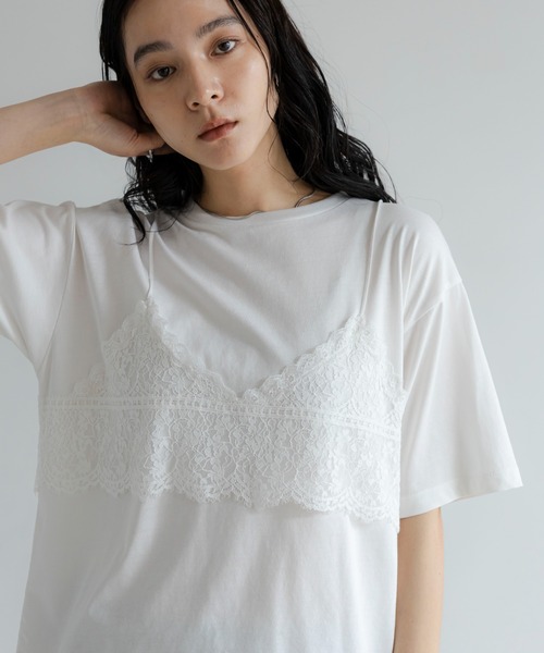 LOWRYS FARM(ローリーズファーム)の「レースドッキングTEE 1043045(Tシャツ/カットソー・レディース・チャコールグレー/オフホワイト/ブラック・FREE)」の16枚目の写真