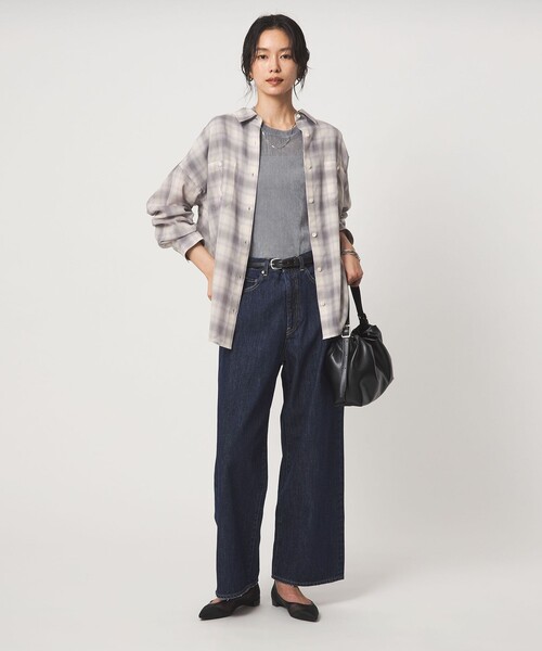 green label relaxing（グリーンレーベルリラクシング）の「［size SHORTあり］シアー チェック シャツ（シャツ/ブラウス・レディース・ブラウン/ベージュ/グレー/ブラック・FREE/SHORT）」の9枚目の写真