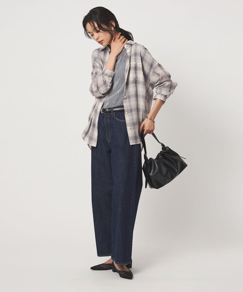 green label relaxing（グリーンレーベルリラクシング）の「［size SHORTあり］シアー チェック シャツ（シャツ/ブラウス・レディース・ブラウン/ベージュ/グレー/ブラック・FREE/SHORT）」の10枚目の写真