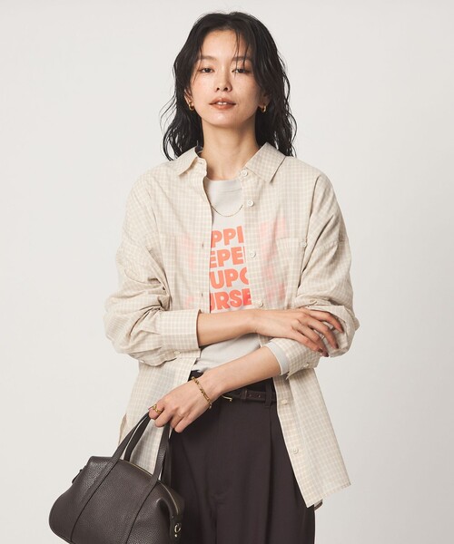 green label relaxing（グリーンレーベルリラクシング）の「［size SHORTあり］シアー チェック シャツ（シャツ/ブラウス・レディース・ブラウン/ベージュ/グレー/ブラック・FREE/SHORT）」の14枚目の写真
