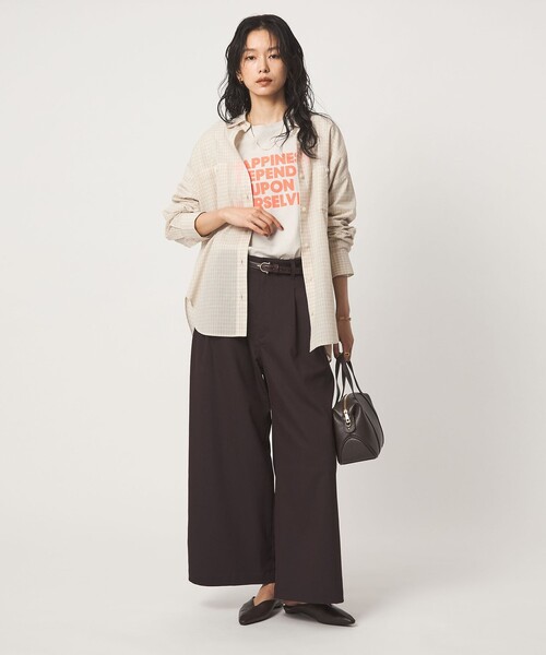 green label relaxing（グリーンレーベルリラクシング）の「［size SHORTあり］シアー チェック シャツ（シャツ/ブラウス・レディース・ブラウン/ベージュ/グレー/ブラック・FREE/SHORT）」の15枚目の写真