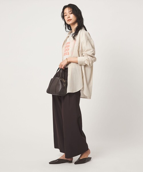 green label relaxing（グリーンレーベルリラクシング）の「［size SHORTあり］シアー チェック シャツ（シャツ/ブラウス・レディース・ブラウン/ベージュ/グレー/ブラック・FREE/SHORT）」の16枚目の写真