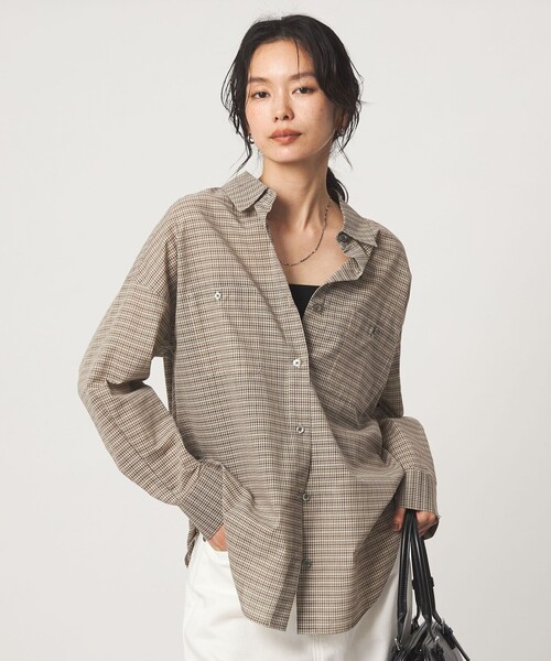 green label relaxing（グリーンレーベルリラクシング）の「［size SHORTあり］シアー チェック シャツ（シャツ/ブラウス・レディース・ブラウン/ベージュ/グレー/ブラック・FREE/SHORT）」の20枚目の写真