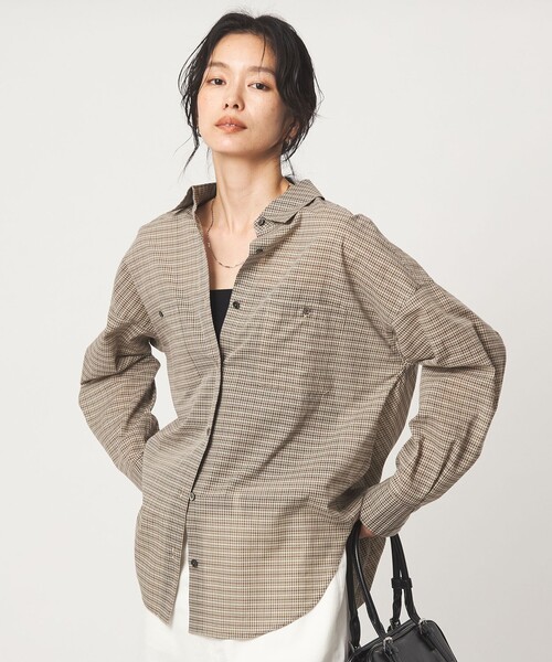 green label relaxing（グリーンレーベルリラクシング）の「［size SHORTあり］シアー チェック シャツ（シャツ/ブラウス・レディース・ブラウン/ベージュ/グレー/ブラック・FREE/SHORT）」の21枚目の写真