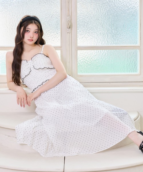one after another NICE CLAUP(ワンアフターアナザーナイスクラップ)の「シャーリングフロントリボンワンピース(ワンピース・レディース・ピンク/ホワイト系その他/ブラウン系その他/ブラック系その他・MEDIUM/SMALL)」の13枚目の写真